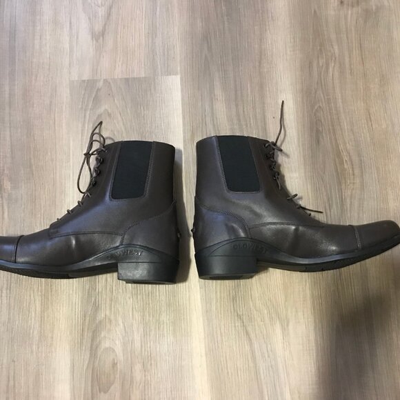 Old West Ladies Brown Leather Lace Up Boots Size 10.5 NEW WITHOUT TAGS - Picture 1 of 6